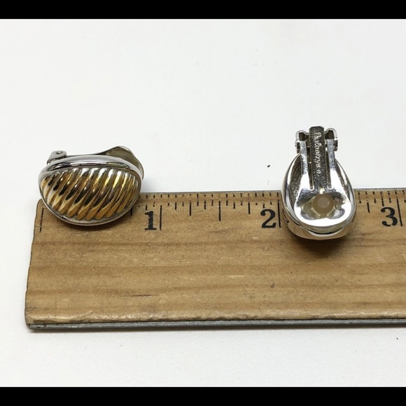 Burberrys Vintage Clip-On Gold and Silver Tone Earrings. My! - Picture 5 of 5